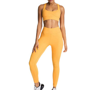 Comfortable Professional Women Yoga Set Solid Pattern Quick Dry Breathable Eco-Friendly Lightweight 2-Piece High Quality - Product Image 6