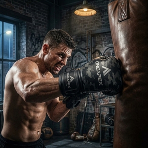 Gants de boxe noirs camouflage, gants d'entraînement professionnels, gants de combat rembourrés, logo personnalisé OEM, vente en gros de gants de sport - Product Image 6
