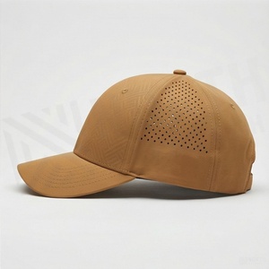 Gorra de Béisbol Marrón de 6 Paneles con Patrón Geométrico en Relieve, Ajustada, Unisex, Informal, Transpirable, de Poliéster Twill, Talla Adulto - Product Image 3