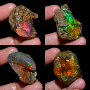Lote de 4 piezas de ópalo etíope Welo Fire, 100% natural, de primera calidad, en bruto, para la elaboración de joyas. - Product Image 1