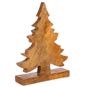 Décoration de Noël en forme d'arbre en bois faite à la main, décor de table parfait pour les célébrations de vacances, affichage festif pour la maison et le bureau - Product Image 3