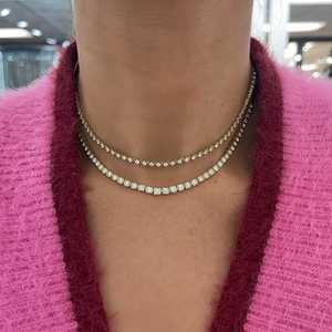 Collares de tenis de diamantes cultivados en laboratorio, oro macizo de 14k y 18k, corte redondo con bisel graduado, 16 pulgadas, cierre de caja, gargantilla, fabricación de joyería fina - Product Image 4