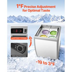 Congelador comercial de 5.6 pies cúbicos para gelato con tapa y caja con cerradura, vitrina expositora de helados para uso en restaurantes - Product Image 2