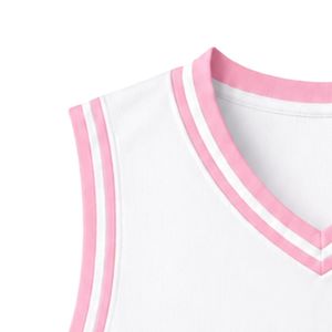 เสื้อกล้ามบาสเก็ตบอลผู้หญิงปักโลโก้ JJ สีขาว คอวี แขนกุด แต่งขอบตัดสี สำหรับฝึกซ้อมเป็นทีม - Product Image 5
