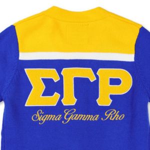 Cardigan en tricot Sigma Gamma Rho SGRho, bleu et or, 1922, pour femmes, vêtements grecs de sororité universitaire - Product Image 4
