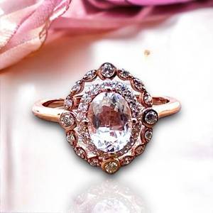 Bague en aquamarine naturelle, argent sterling 925, plaqué or rose 14 carats, vermeil, taille 8, bijou en pierre précieuse, cadeau pour elle - Product Image 6