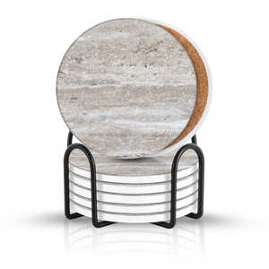 Petits sous-verres circulaires en marbre au design élégant, parfaits pour les bars, les mariages, les événements et la vaisselle élégante, ensemble de 6 pièces - Product Image 1