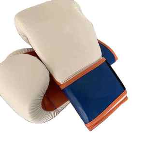 Gants de boxe en cuir blanc, bleu et orange, à lacets, pour entraînement adulte, respirants, avec support de poignet, très demandés, excellente qualité, Winning Bo - Product Image 2