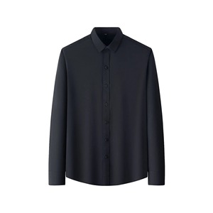 New Men's Regular Fit Blue Poplin Dress Shirt Full Sleeve Turn-<b>down</b> Collar Solid Color Smart Casual Spring Wear Premium Quality - Product Image 2