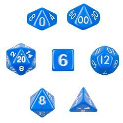 Opaque Blue 7-<b>Die</b> Polyhedral <b>Dice</b> Set Velvet Pouch Enclosed - Product Image 1