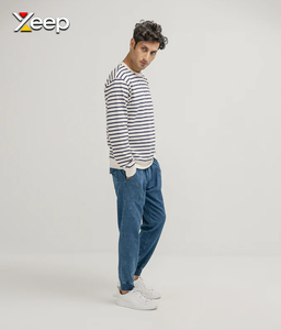 XEEP – Nouveau T-shirt personnalisé à manches longues pour homme, en jersey uni polyester/coton, tricoté, brodé, avec fermeture éclair frontale, 180g, détection par aiguille, en stock - Product Image 3