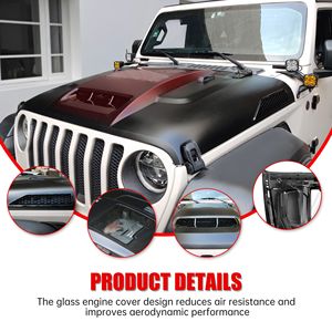 Cappuccio stile capsula facile da installare per 2018 2023 Jeep Wrangler JL JLU 2020-2023 gladiatore JT sostituzione cofano motore (non Mojave - Product Image 4