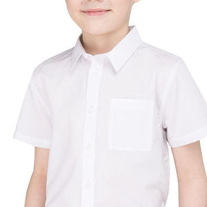 Camisa de uniforme escolar para niños, de algodón Oxford blanco, manga larga, con corbata a rayas azul y verde, con detección de aguja. - Product Image 5