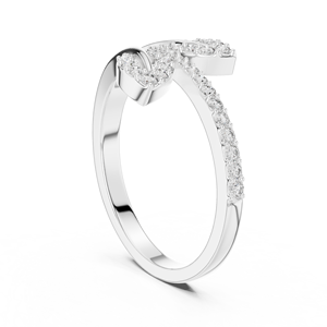 Bague de fiançailles et de mariage en argent plaqué or 14 carats, style Art Déco, à double feuille, sertie de diamants pavés et pierres serties à griffes - Product Image 3