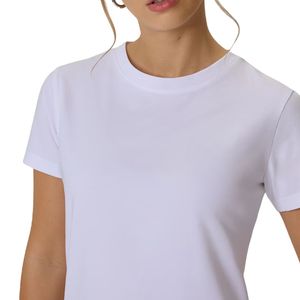 Camiseta Lisa Regular para Mujer, Cuello Redondo, Manga Corta, Algodón Suave, Informal, Ligera, Transpirable, Básica para Uso Diario - Product Image 3