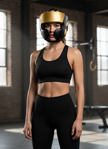 Protector de Cabeza de Boxeo en Color Negro y Dorado Hecho con Cuero Vacuno de Primera Calidad, Resistente al Agua, Transpirable, Unisex - Product Image 4