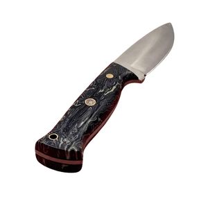 Couteau utilitaire artisanal en acier Damas avec manche personnalisé en bois Pakka rouge, lame fixe, couteau de cuisine pour trancher et travaux manuels, avec trou pour cordon - Product Image 2