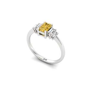 Anillo de Compromiso Solitario Moderno con Diamante Cultivado en Laboratorio, Corte Baguette, Chapado en Oro de 10K, Lujoso, para Mujer, Especial para Bodas - Product Image 4