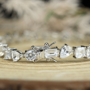 กำไลข้อมือเพชรโมอิสซาไนต์ทรงหลากหลาย S925 กำไลข้อมือสำหรับงานแต่งงาน กำไลข้อมือเพชรหรูหราทรงผสมผสาน ของขวัญสำหรับเจ้าสาว - Product Image 3