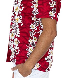 Chemise hawaïenne rouge à fleurs pour homme, manches courtes, col rabattu, imprimé respirant, chemise de vacances d'été - Product Image 3