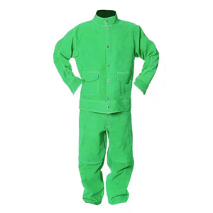 Industrial Safety Cowhide Leather Welding Jacket Long Workshop Clothing with Flame Resistance for Welding <b>Apron</b> - Product Image 3