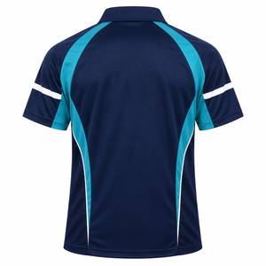 Men's <b>Navy</b> <b>Blue</b> Sporty <b>Polo</b> <b>Shirt</b> Short Sleeve Color Blocked Quick Dry Knitted Fabric Regular Fit Golf <b>Polo</b> For Men - Product Image 3