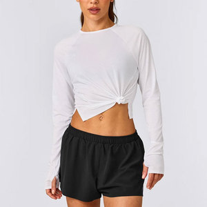 Camiseta Deportiva de Manga Larga para Mujer, Sin Relleno, con Diseño de Orificios para Pulgares en los Puños, Transpirable, de Alta Calidad, Poliéster/Elastano - Product Image 6