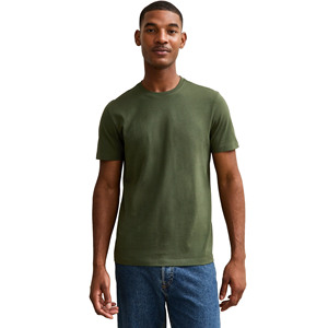 Men's Olive Green Regular Fit Cotton T-Shirt O-Neck Short Sleeve Casual Solid Color Blank Jersey Knitted Design - Product Image 1
