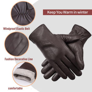 Gants en cuir respirants au design tendance, avec coutures de haute qualité, toucher ultra doux, pour hommes. - Product Image 5