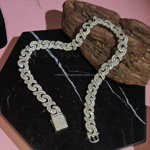 Iced 15mm Simulated Diamond Infinity Link Hip Hop Baguette Moissanite <b>Necklace</b> Personalized Size <b>Women</b> <b>Sterling</b> <b>Silver</b> Jewelry - Product Image 3