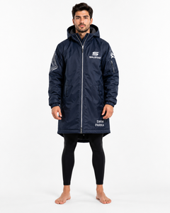 Parka à capuche bleue pour homme SALSTAR, manches longues, doublure polaire, fermeture éclair, vêtement d'extérieur décontracté, parka de bain - Product Image 3