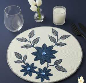 Elegantes manteles individuales artesanales con cuentas bordadas, decorativos y artísticos para mesa de comedor, decoración del hogar, uso en hoteles y restaurantes. - Product Image 3