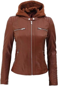 Customized Wholesale Genuine Leather High Quality Real Lambskin Women Leather Jacket with Hood <b>Top</b> Quality Product - Product Image 4