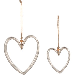 Modern <b>Silver</b> Metal Heart Wall Sculpture 2Pcs Home Decor Living Room <b>Ornament</b> Valentine's Day Love Theme - Product Image 3