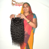 Rambut Asli India Grosir, Rambut Manusia Model Wig Panjang Bergelombang, 100% Rambut Remy Hitam Alami, Bebas Bahan Kimia, Halus, Belum Diproses