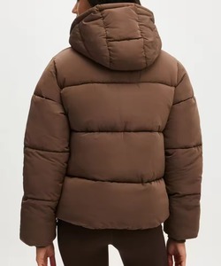 Women's Quilted Puffer Jacket <b>Stand</b> Collar Zipper Closure Winter Warm Coat Full Sleeve Solid Color 100% Polyester - Product Image 6