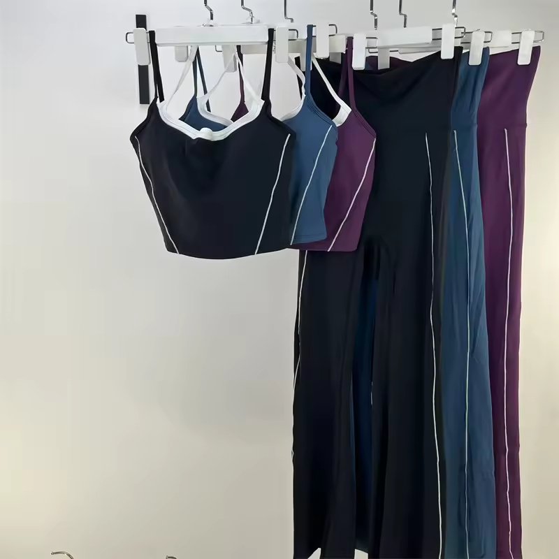 Women's Plus Size Solid Color Yoga Set 2-Piece Workout Athletic Wear Seamless Breathable Anti-Bacterial Front Waist Drawstring