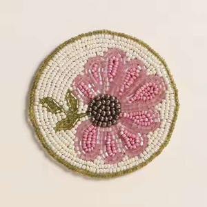 Posavasos de Cuentas de Vidrio Bordados a Mano, para Café, Bebidas, Mesa de Comedor, Decoración para Ocasiones Festivas - Product Image 3