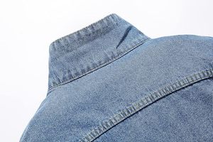 Regular Fit Heavyweight Cotton Eco-Friendly Breathable Vintage Casual <b>Trucker</b> Jean <b>Jacket</b> Outerwear with Flap Chest Pockets - Product Image 3