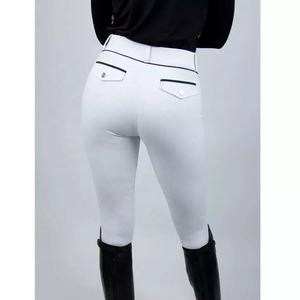 High Quality Pakistan Made Low Price Equestrian Breeches Full Seat Horse Riding Breeches with Silicone <b>White</b> Leggings for Women - Product Image 5