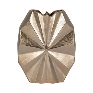 Vase de table moderne en aluminium, design géométrique fait main, finition argentée, Jaffs Exports, respectueux de l'environnement - Product Image 1