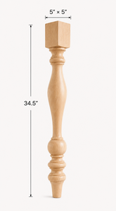 Pieds de table en bois massif non finis, pieds de meubles en bois modernes pour tables à manger, bureaux, établis et tables consoles - Product Image 2