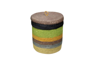 Colorful <b>Plant</b> Fiber Storage <b>Baskets</b> With Handles Circle Shape Multi Purpose Nesting Set of 3 - Product Image 5