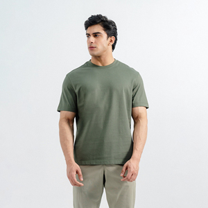 Solid Color Plus Size Men's Oversized T Shirts Buy Loose Fit Baggy Men's Oversized T Shirts Shoulder Round Neck Half Sleeve - Product Image 2