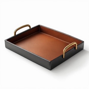 Collection de plateaux en cuir véritable Sovereign Classic, conçue pour compléter les intérieurs luxueux, les salons d'hôtes, les hôtels de charme. - Product Image 1