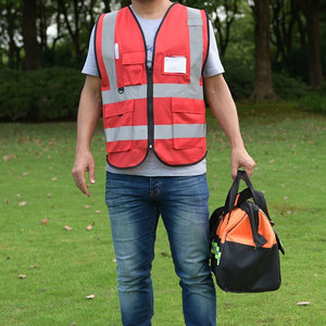 Chaleco de Seguridad de Alta Visibilidad al por Mayor, Color Personalizado Rojo, Tela de Malla, Ropa de Trabajo, Seguridad, Otro Uniforme, Chaleco Reflectante de Advertencia para Trabajo en Carretera - Product Image 3