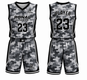 Ensemble maillot et short de basketball camouflage personnalisé OEM ODM, uniforme de basketball en polyester sublimé pour hommes, vêtements de sport pour entraînement d'équipe - Product Image 4