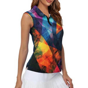 เสื้อโปโลกอล์ฟแขนกุดสำหรับผู้หญิง ยี่ห้อวาริซอน อินดัสทรีส์ แบบซับลิเมชั่น ปิดด้วยซิปครึ่งตัว - Product Image 3