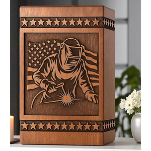 Engraved Welder Cremation Urn: American Flag Rosewood Keepsake Box Memorial Keepsake by AYAANS - Product Image 4