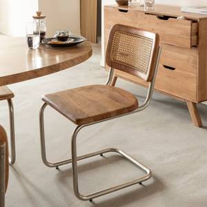 Chaise cantilever Vandana Lyra Terra en bois d'acacia et rotin (lot de 2) - Product Image 1